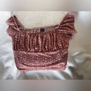 XS crop top mauve and white